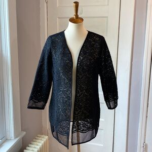 Alfani Semi-sheer Lace Two Layer Black Cardigan, Size S